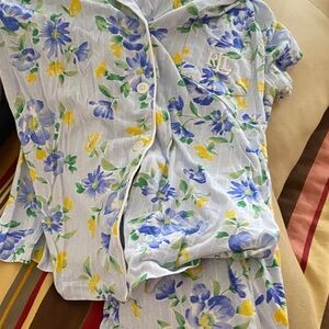 Ralph Lauren Blue and Green Floral Pajama Set